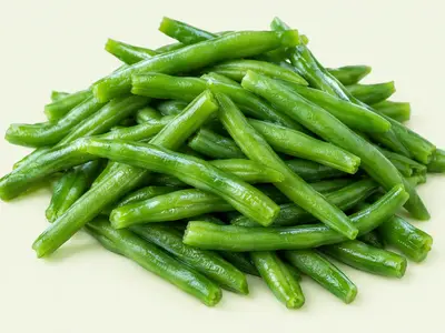 Tas de haricots verts frais