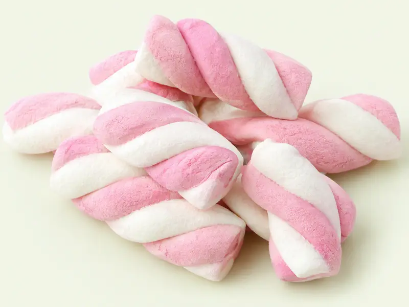 Guimauves torsadées roses et blanches, illustration des Chamallows